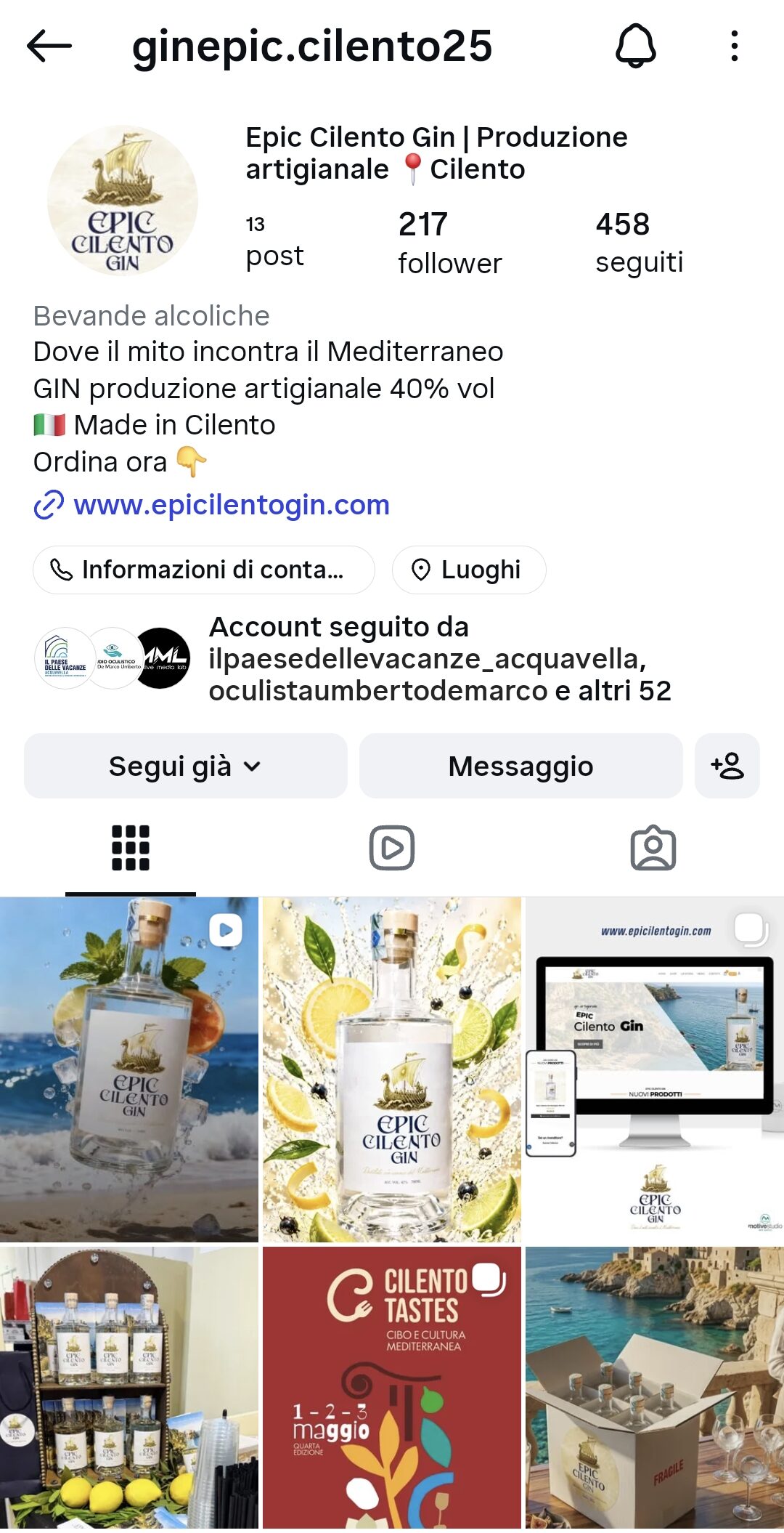 Gestione Social - Epic Cilento Gin