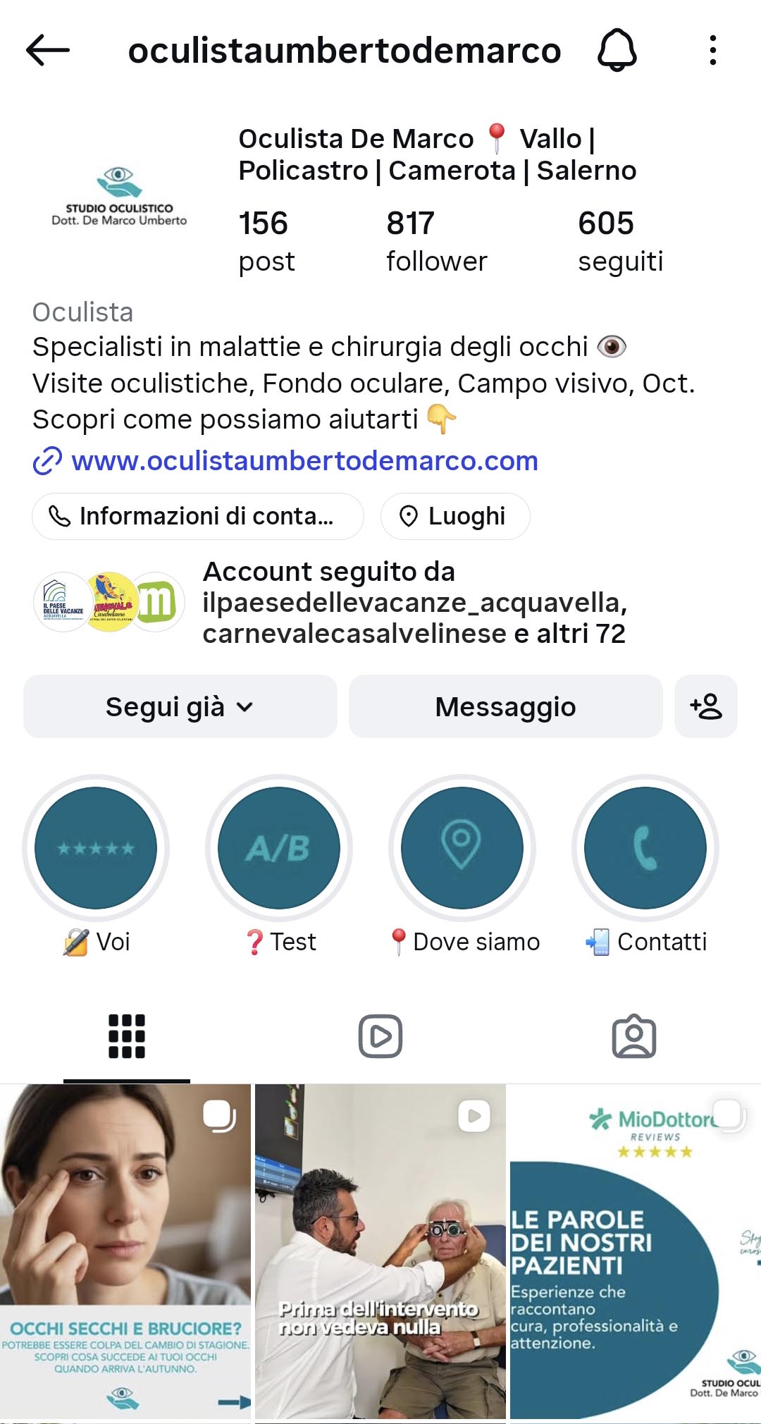 Gestione Social - Studio Oculistico Umberto De Marco